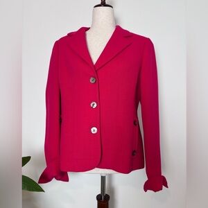 Nina Mclemore Jacket Pink 100% Virgin Wool 100% Silk Lining